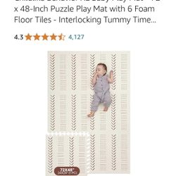 CHILDLIKE BEHAVIOR 72" x 48" Baby Play Mat With Interlocking Floor