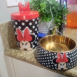 MINNIE MOUSE BOWL AND TREAT JAR FOR PET