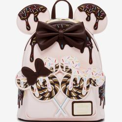 Loungefly Disney Minnie Mouse Chocolate Sprinkle Lollipop Ears Mini Backpack