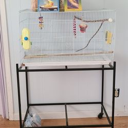 Bird Cage On Rolling Stand