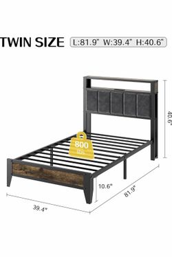 TWIN 12” BRAND MEW BED FRAME WITH LIGHTS/USB/CHARGING STATION👇CROSSROADS 👇