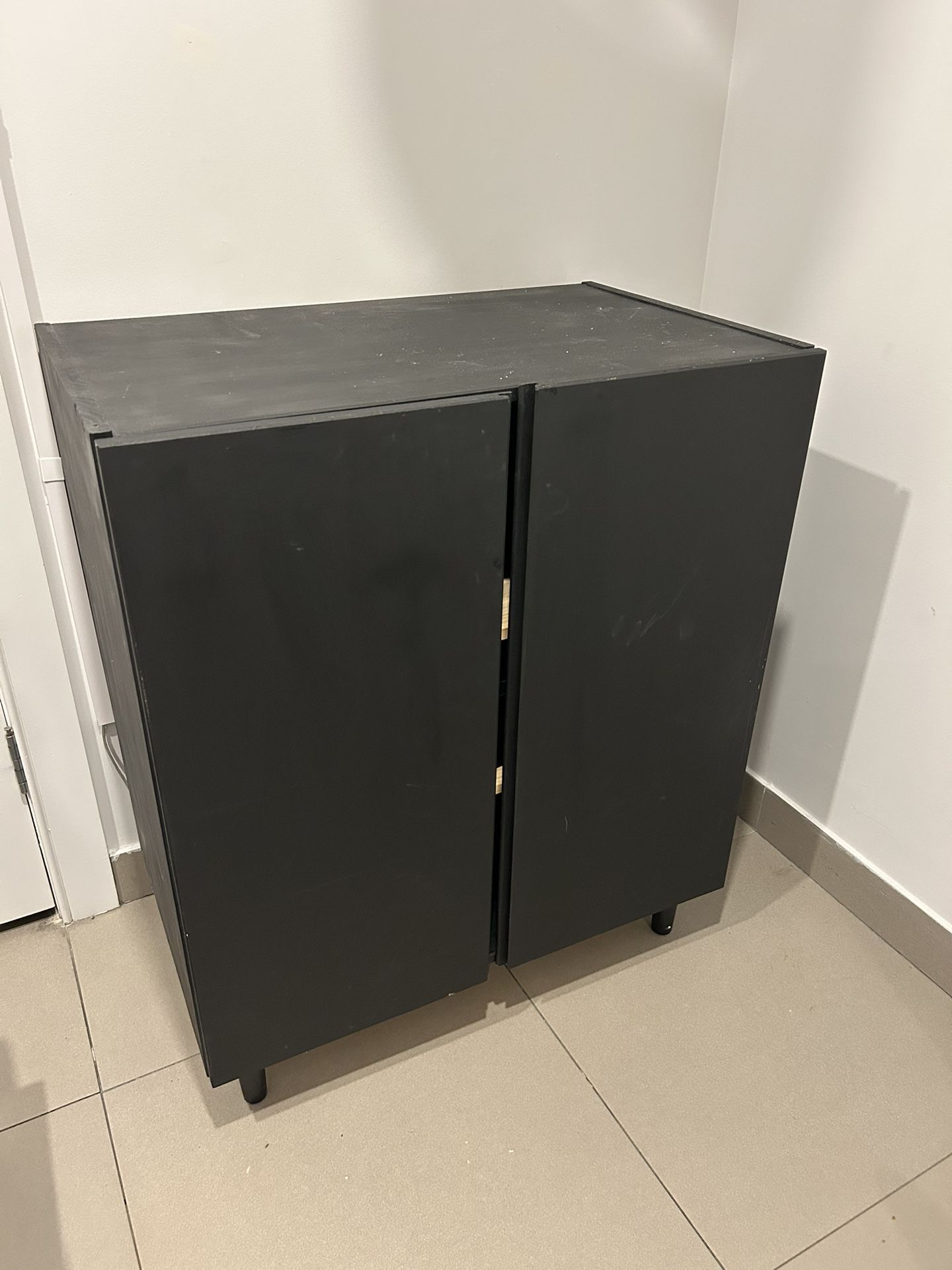 Black Real-Wood Storage Cabinet