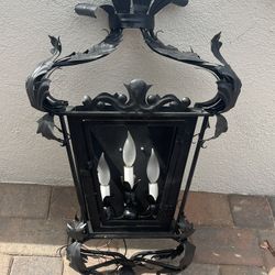 vtg Black Iron Wall Light 