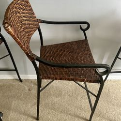Iron And Wicker Stools