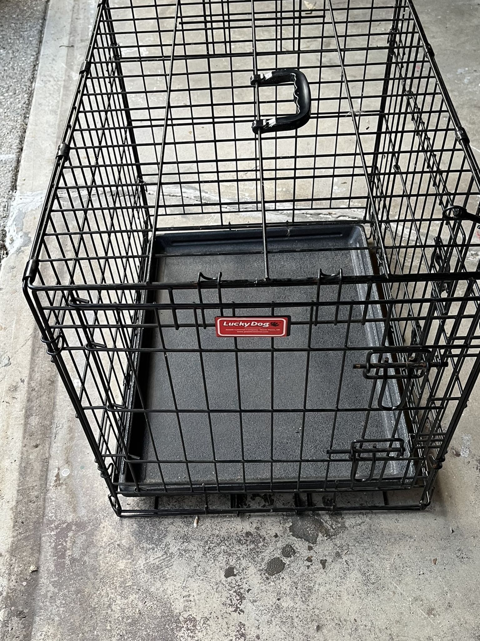 Lucky Dog Training Crate, Folding, Black, 2 Door, 24"