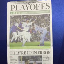 DODGERS PLAYOFFS **2 Papers Remaining** Los Angeles Times (THE ERROR) Few Left 