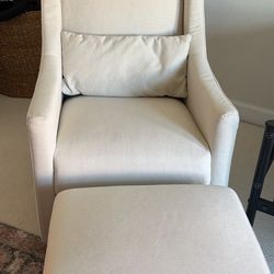 Nursery Chair With Ottoman And Pillow 
