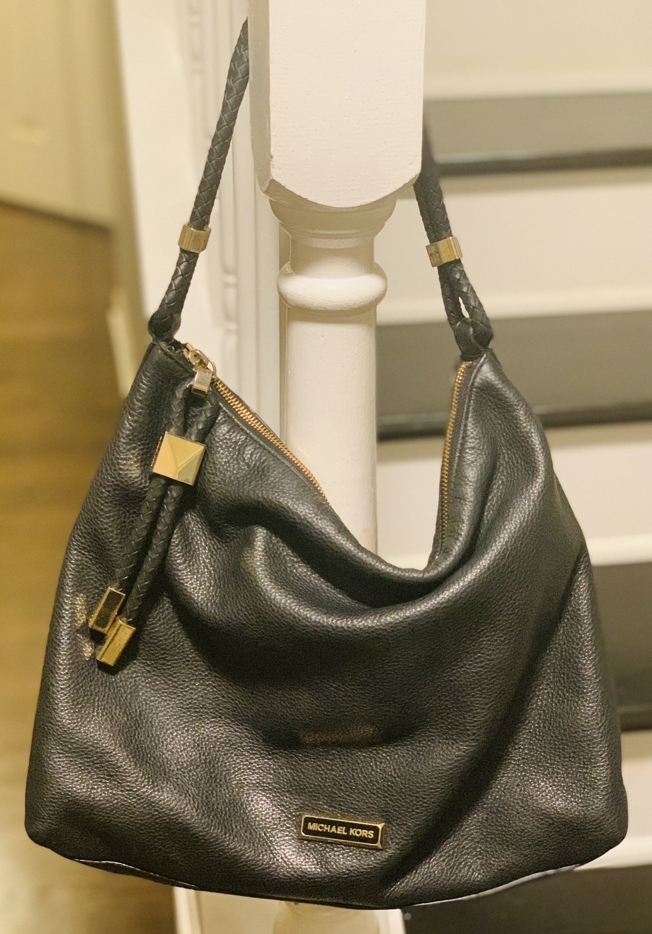 Michael Kors Shoulder Black Leather Purse 