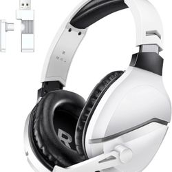 Wireless Gaming Headset with Noise Canceling Microphone for PS5, PC, PS4, 2.4G/Bluetooth Gaming Headphones with USB and Type-c Connector, Wired Mode f