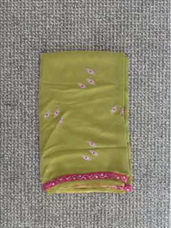 Lime green sari with pink detailing