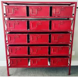 Red Kamal Metal Shelving Unit