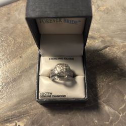 Forever Bride Sterling Silver 1/3 CTTW Diamond Cushion Bridal Ring Set, Women, Adults size 7