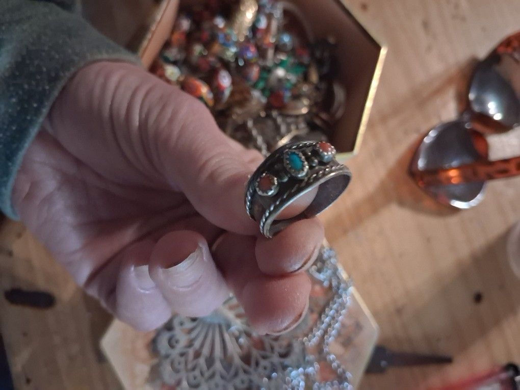 Vintage Navajo Three Stone Total Zen Ring For Stamina Power And Understanding The Presence When Wearing It