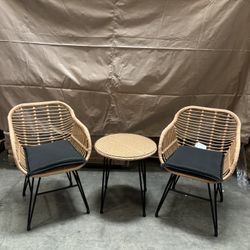  New 3 Pieces Conversation Set Wicker Patio Furniture outdoor Chair Table Front Porch 