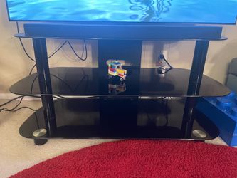 3-Tier Black Glass TV Stand
