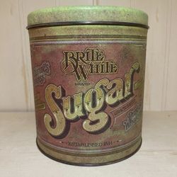 Vintage Brite White Brand Sugar 1970s Tin Canister
