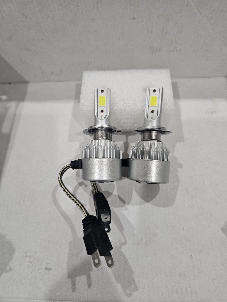New H7 LED Light Bulbs With Built In Fan On Each. Bright White Led Light 6000k.  1 Pair.