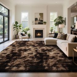 9x12 Brown Fuzzy Rug 