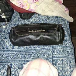 Vintage Harley Davidson Black Leather Front Fork Saddle Tool Bag