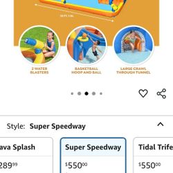 Bestway H2OGO! 18 x 16.5 x 8.7 Foot Super Double Racing Super Speedway Kids Inflatable Water Park 