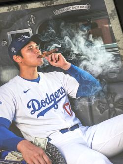 Chrome Hearts X Shohei Born and raised Dodgers Art Wall glass canvas decor mancave funko
