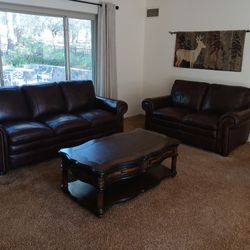 Leather Couch , Love Seat, Table 