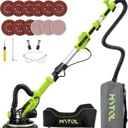 Drywall Sander, 7.2A Electric Drywall Sander with Vacuum Dust Collection, 6 Variable Speed RPM, LED Light, Foldable & Extendable Handle, 9 Pcs