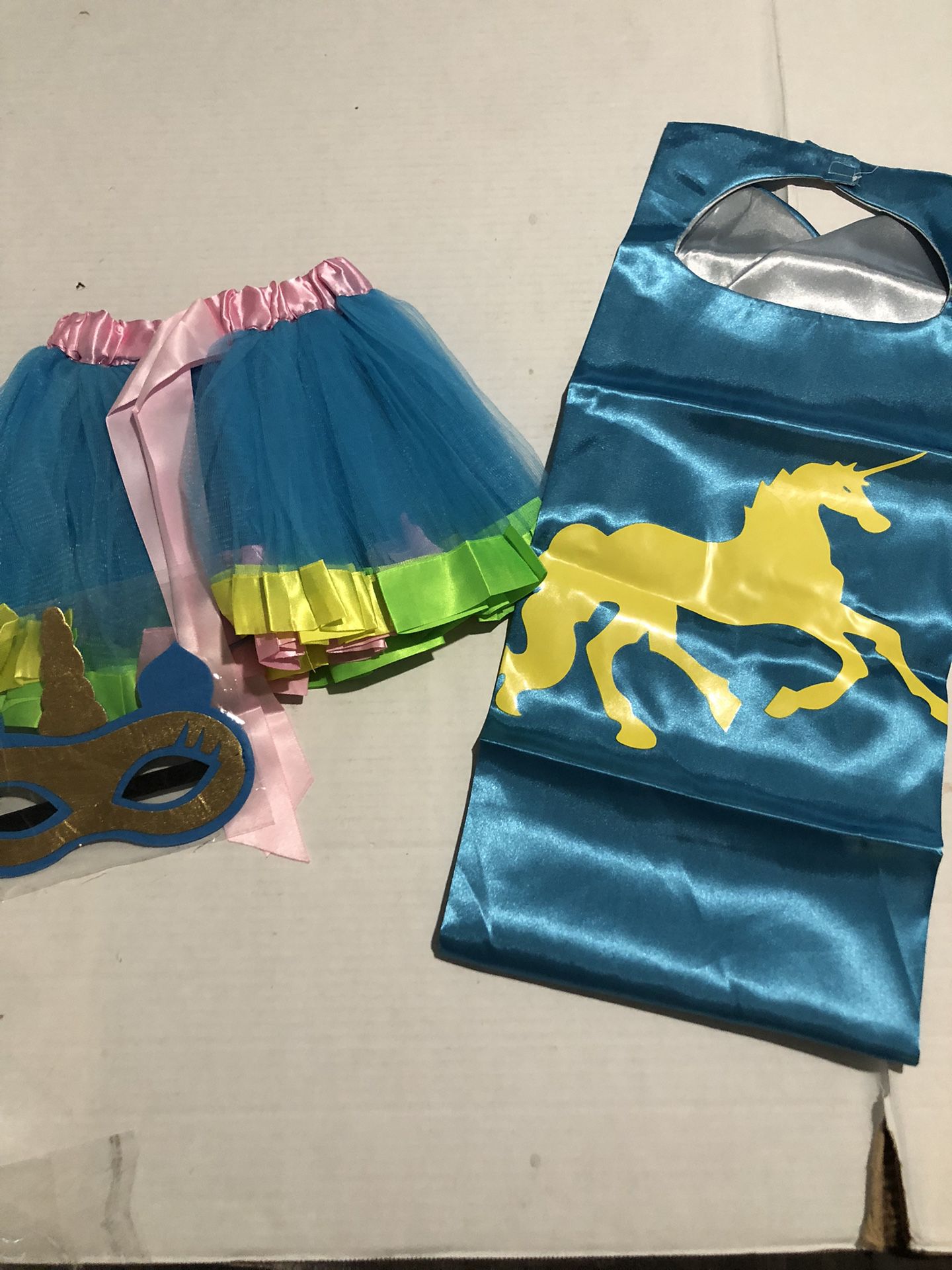 Unicorn Tutu Outfit  Skirt Mask and Cape 