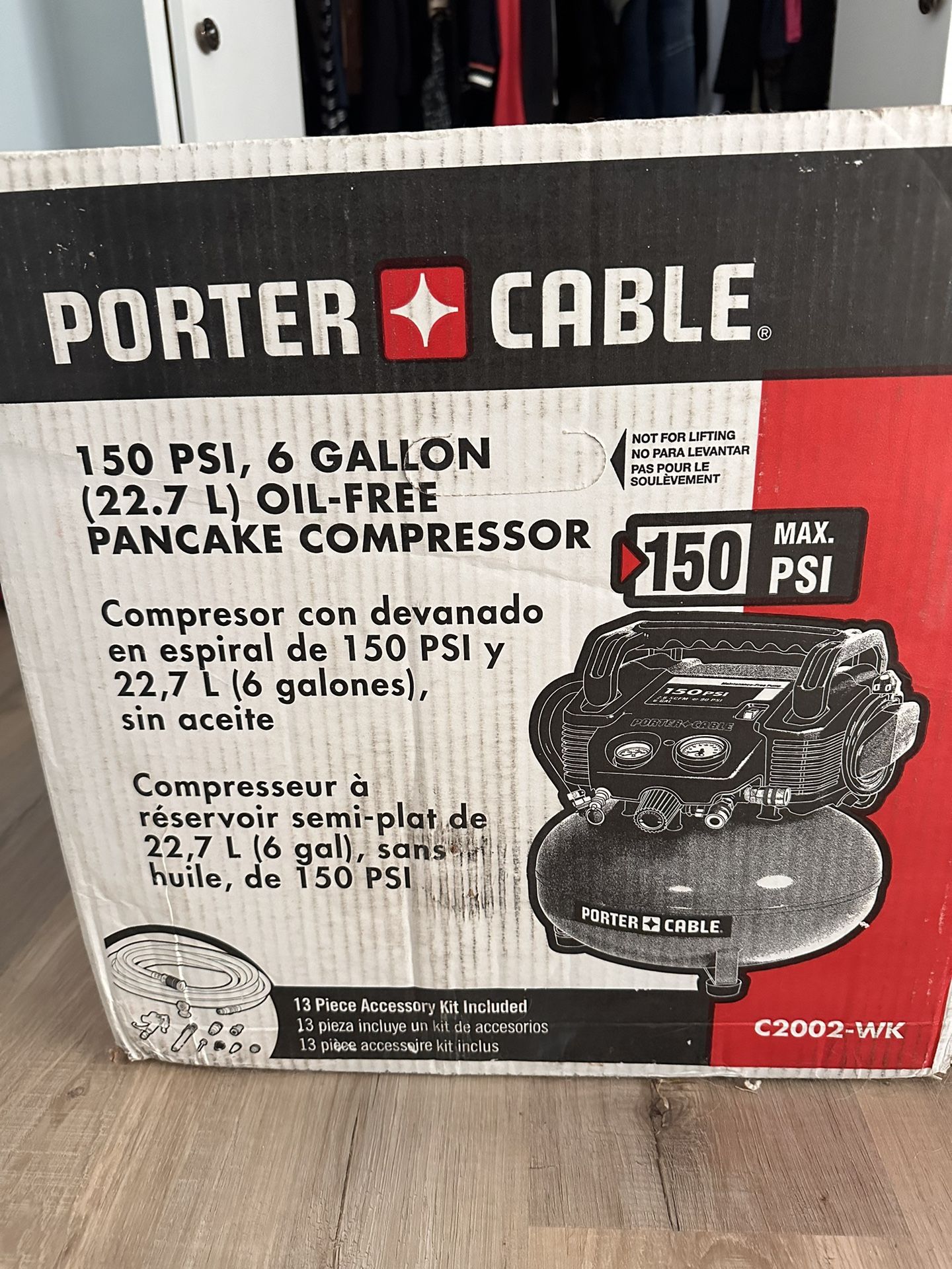 NEW PORTER CABLE C2002 GALLON 150 PSI PANCAKE AIR COMPRESSOR
