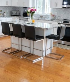 Set of 4 Modern Dark Gray & Chrome Counter Stools