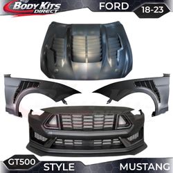 Ford mustang 18-23 gt500 dark horse style front bumper hood fender old to new 