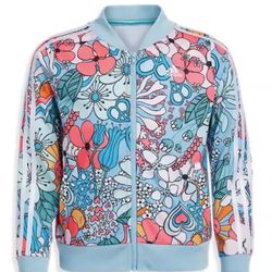 Adidas Girl's Floral Print Tricot Jacket Size 7/8