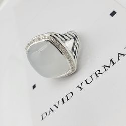 David Yurman Sterling Silver 20mm Moonstone And Diamonds Albion Ring Sz  6