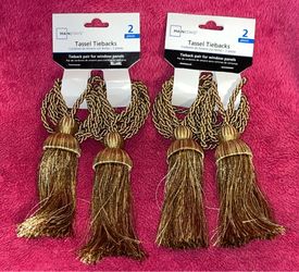 Mainstays Gold Tassel Tieback Sets 4 Tassels! NEW!