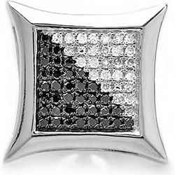 Pair Of Exquisite Micro Pave 14K White Gold Plated Cubic Zirconia Square Men Women 11mm Stud Earrings 