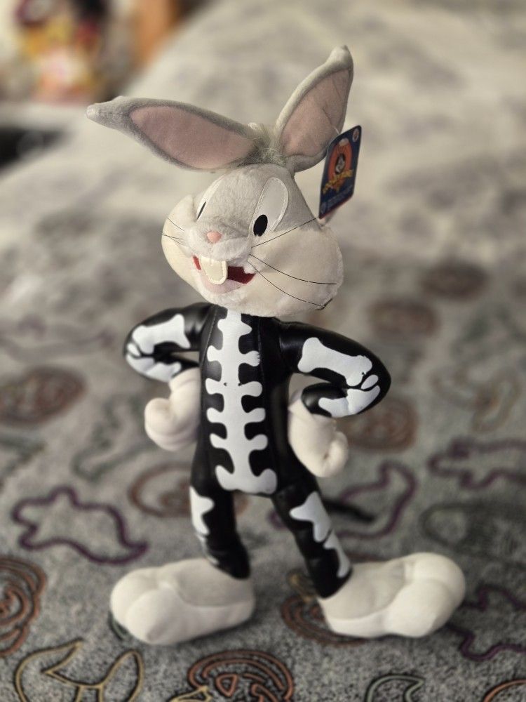Looney Tunes 2002 Bugs Bunny Halloween Skeleton Plush Animal