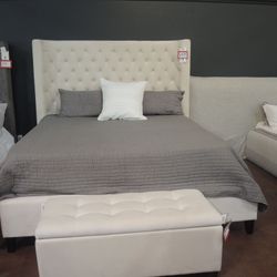 King Upholstered Bed — (Cream) 8912WKGBRDIV