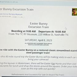 Easter Bunny Excursion Train Tickets (4 Tickets)