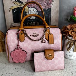 Coach Powder Pink Rowan Bag & Wallet