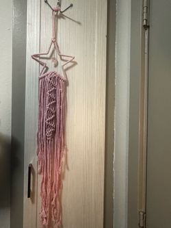 pink star macrame dreamcatcher