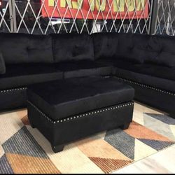 ‼️Sienna Black Velvet Sectional ‼️