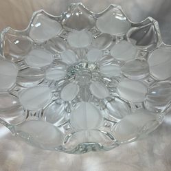 Vintage Bohemia Glass Crystal 12” Footed Cake Plate Fruit Bowl Czech Handmade