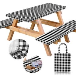 RNOONY Vinyl Fitted Picnic  Table Cover/Bench Covers