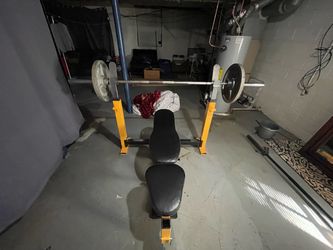 Weights, bench, and more
