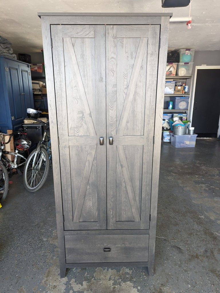 New 30" Wide Storage Cabinet Hutch Rustic Gray

