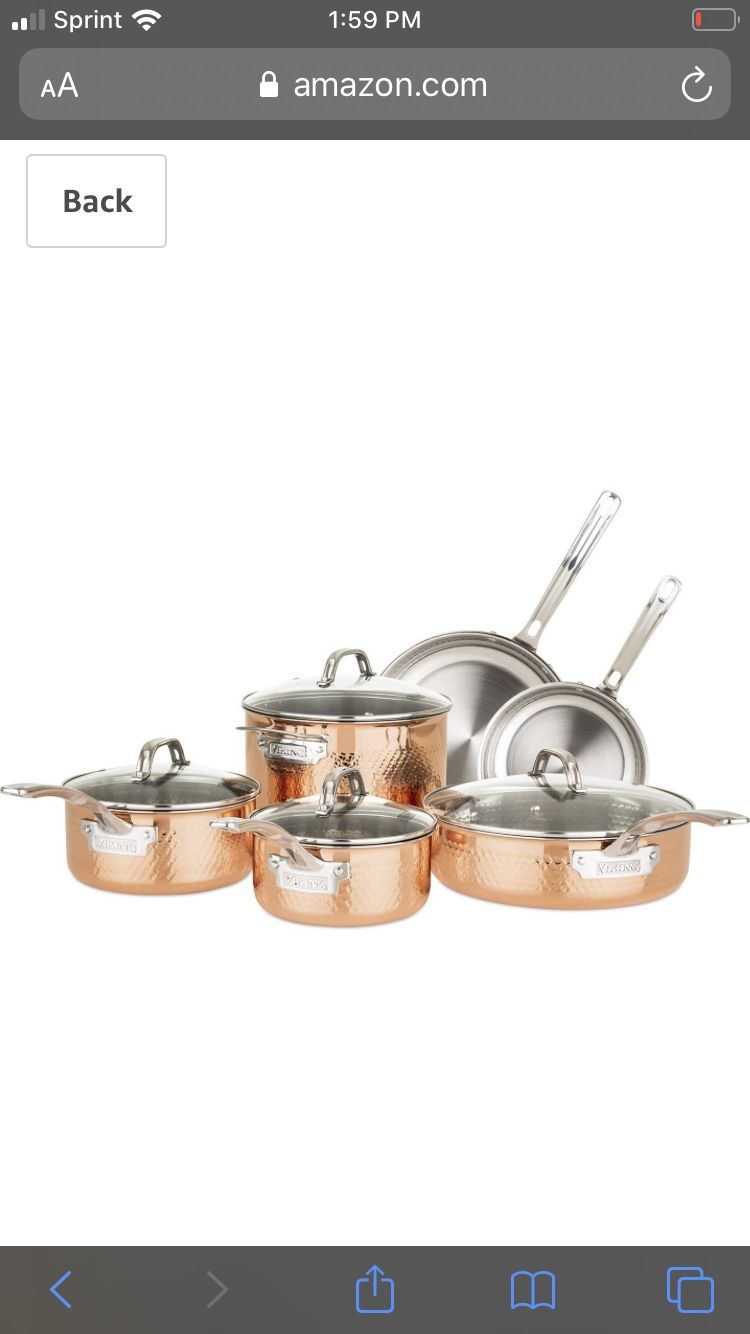 Copper and stainless 10pc pot sets