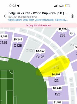Belgium v Iran at SOFI - 4 tickets