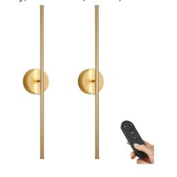 3405: 2pk Battery Operated Wall Sconces, Dimmable Wall Sconces Set of Two, 350°Rotate, 3000K LED Gold Wireless Wall Light for Living Room, Bedroom, Ha