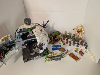 Mega Bloks TMNT Technodrome Party Wagon Krang Figure Huge Lot Box Manuals Built