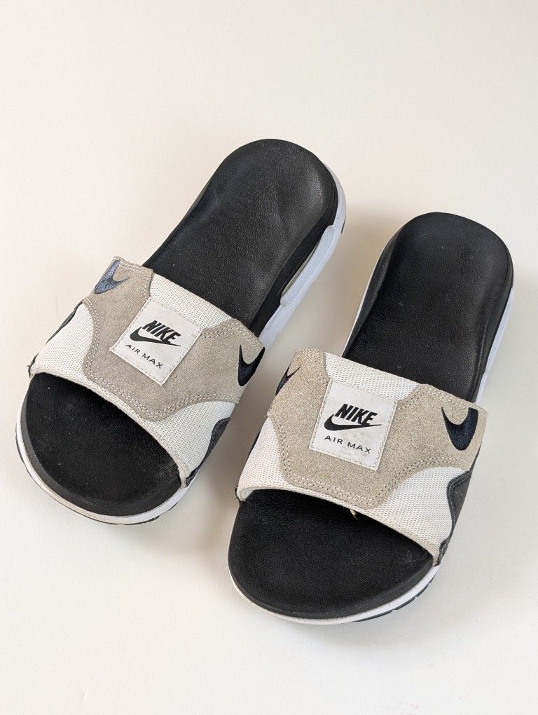 Nike Air Max Slides Sandals Size 11 DH0295-102 White Black Beige